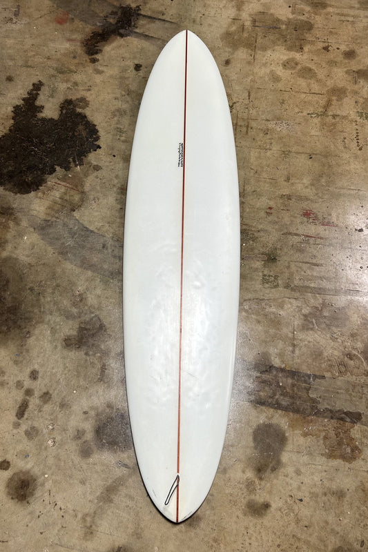 Drover 7'4 ridden surfboard deck