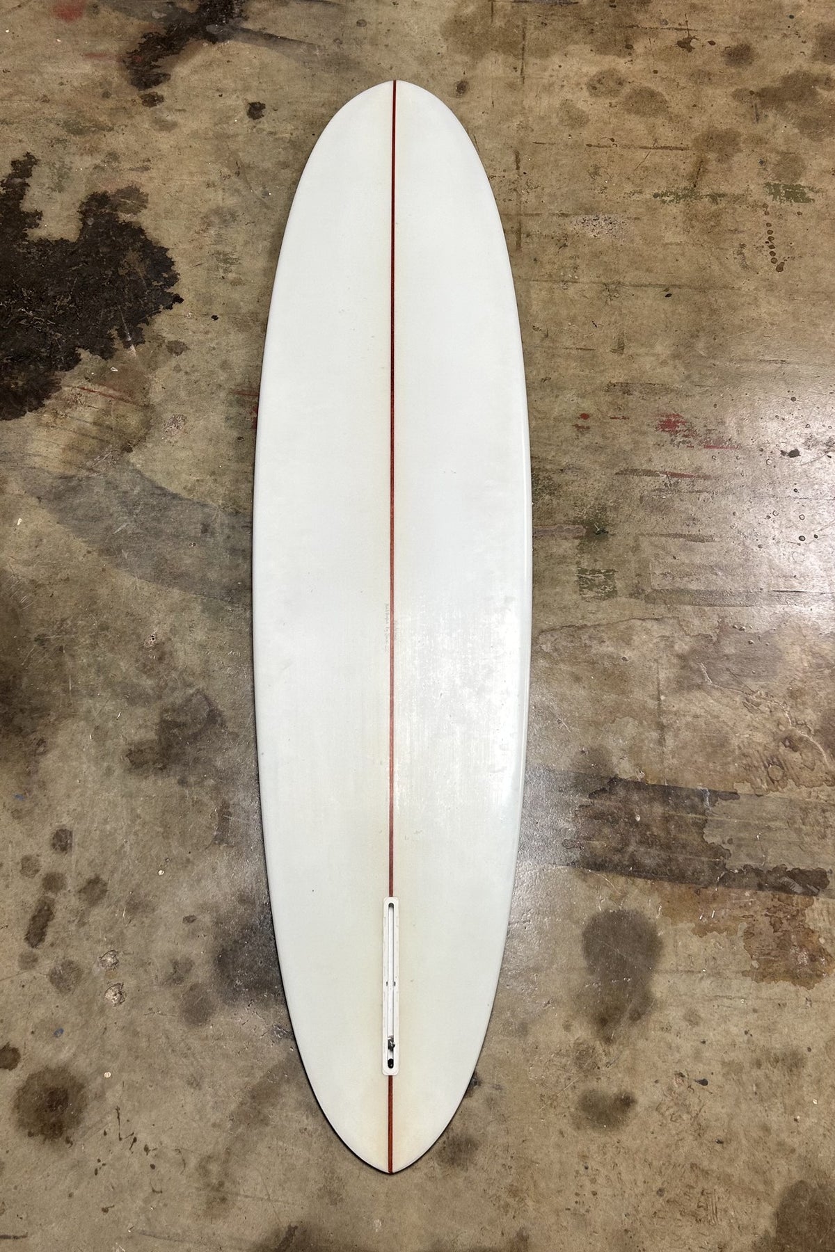 Drover 7'4 ridden surfboard bottom